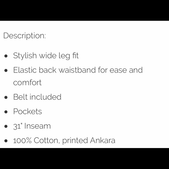 Wide Leg Casual Ankara Print Elastic Waist Pants - Picture 3 of 3